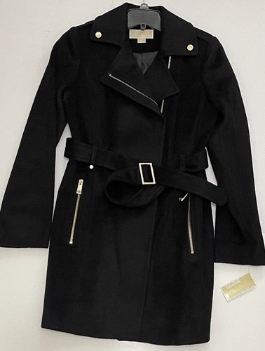 Cappotto con cintura rossa Michael Kors nuovo taglia XS misto lana $275