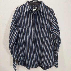 Wrangler Rancher  Snap Shirt Mens XL Blue Lined Western Cowboy - Picture 1 of 4