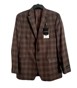 Lauren Ralph Lauren Mens 44Long Lexington Classic Fit Plaid Blazer Brown Navy - Picture 1 of 3