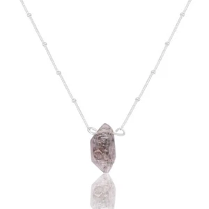 Raw Herkimer Diamond Sterling Silver Pendent Necklace Indian Jewelry For Women - Picture 1 of 4