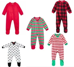Family Pajamas Matching Boys Girls Footed Flannel Pajamas 12M 18M 24M - Picture 1 of 25