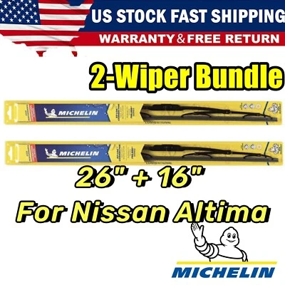 For Nissan Altima Michelin Direct-Fit Wiper Blade (Set of 2) Front 26" & 16" Foto 1 de 4