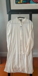 Eileen Fisher 100% SILK Shirt Dress Bone NWT $348 XS/TP - Picture 1 of 5