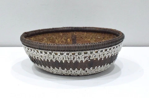 Basket Bali Indonesia Beaded Mirror Basket Cover