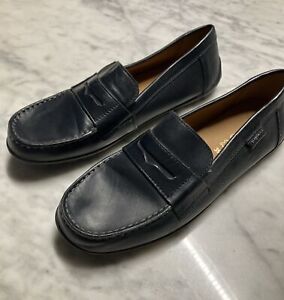 Geox Boys Navy Leather Penny Loafer School Uniform Shoes Size 6 / EU 39