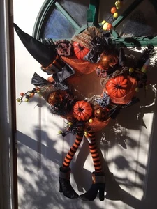 Halloween Witch Door Wreath - Picture 1 of 1