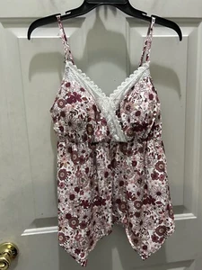 New!No Boundaries Rose Blush Floral Sharkbite Tank W/Bra Cups. Great Summer Top! - Picture 1 of 3
