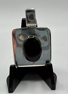 Vintage Mexico TO-34 Taxco Sterling Silber 925 Oval Onyx Quadrat Anhänger - Bild 1 von 4