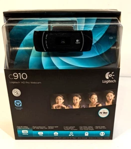 Logitech C910 HD Pro Webcam Carl Zeiss Tessar 1080p HD USB - Black in Box ~LQQK~ - Picture 1 of 12
