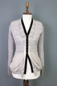 HIGH USE Gray Button Down Alpaca Mohair Cardigan Sweater Size S - Picture 1 of 16