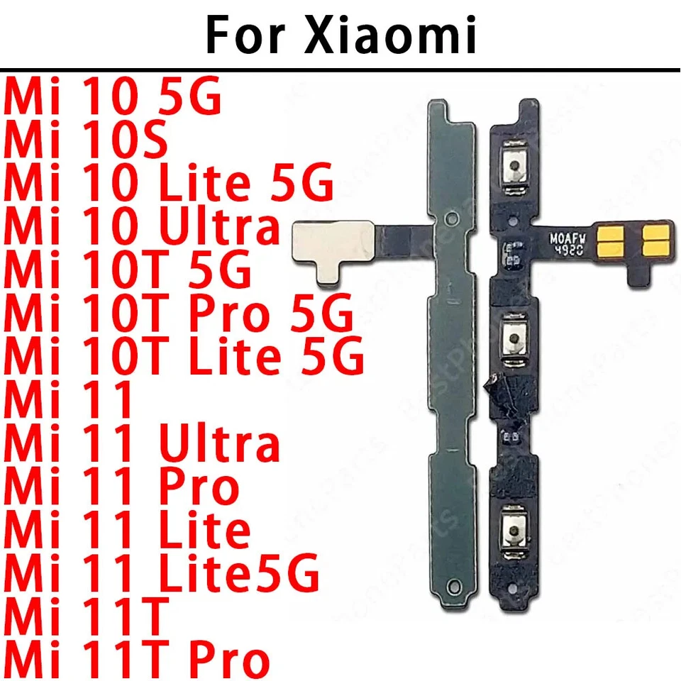 2 гибких кабеля включения и выключения клавиши громкости для Xiaomi Mi 10S 11 11T Pro Lite Ultra - Изображение 1 из 1