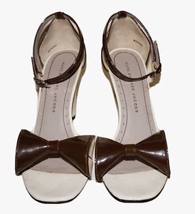 MARC by MARC JACOBS Ivory & Brown Patent Leather Open-Toe Heels EUR 36.5 *WEAR - Picture 1 of 15