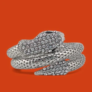 SILVER COILED SNAKE BRACELET cuff bangle serpent Egyptian wrap snek asp NEW Z3 - Picture 1 of 8