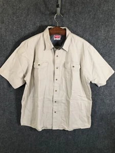 Wrangler Button Up Shirt Men's Size XL Tan Short Sleeve Collared Lined - Picture 1 of 8