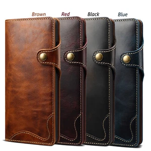 Custodia protettiva magnetica cordino vera pelle wallet case Samsung S21 Plus Ultra S20 - Foto 1 di 39
