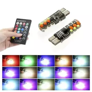 2Pcs T10 W5W LED Car Lights RGB With Remote Control Led Bulb Dome Reading Lights - Picture 1 of 10