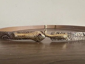 vintage snake skin belt snake head tail buckle size smedium 35" retro womens - Picture 1 of 10