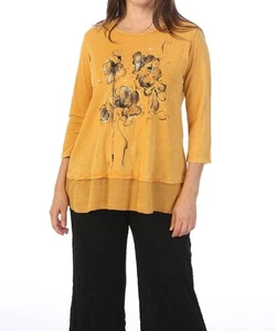 Jess & Jane Veilchen Mineral gewaschen Baumwolle Georgette Kontrast Top Größe 2X - Bild 1 von 1