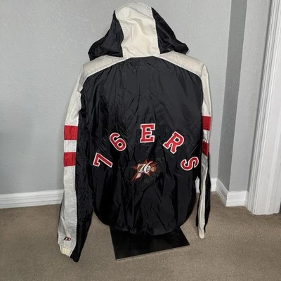 Vintage Philadelphia 76ers Jacket Mens XL Pro Player NBA Zip Hooded Basketball - Image 1 of 4