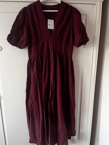 Nobody’s Child Starlight Burgundy Cotton Midaxi Dress Size 12 - Picture 1 of 8