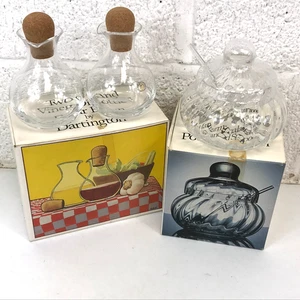 Vintage Dartington Glass Marmalade Pot & Spoon + Two Oil & Vinegar Bottles Boxed - Picture 1 of 7
