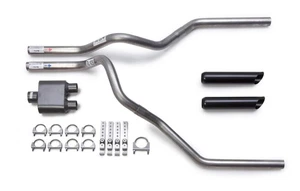 88-95 Chevy Silverado Truck 2.5" Dual Exhaust Kit Flowsound 1-Chamber Black TIps - Picture 1 of 4