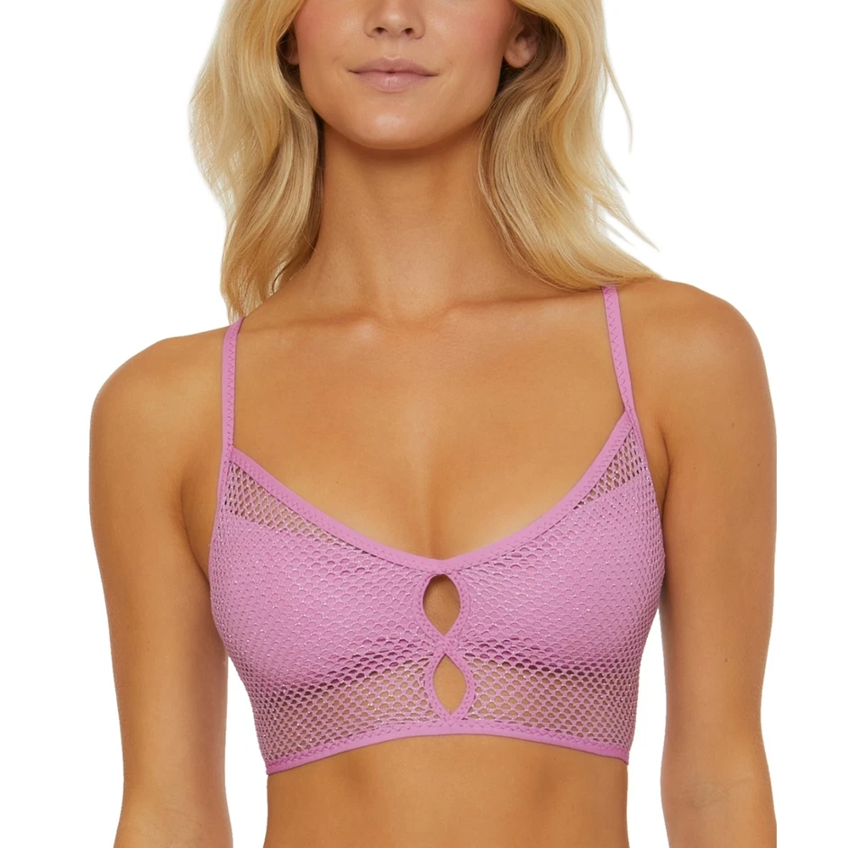 Becca Women's Purple Network Cami Mesh Bikini Top Swimwear Size M