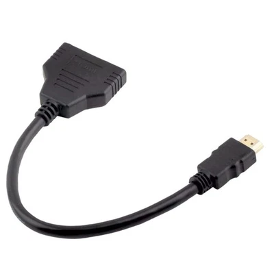 11.8 Inch HDMI 1 in 2 out Splitter Crossover Male To Dual Female 2.0 Converter - Image 1 of 4
