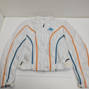Harley-Davidson Women's Mesh Motorcycle Riding Jacket Size L White Orange Blue - Picture 1 of 16