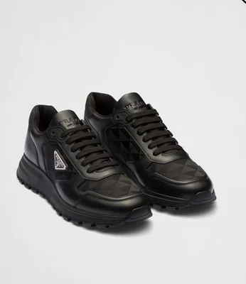 Zapatillas altas Prada de cuero negro y Re-Nylon talla 11 Foto 1 de 4