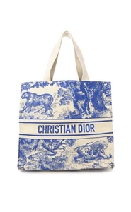 Christian Dior Wardujuy ‘Dioriviera’ Blue & Ivory Large Straw Tote Bag GWP New - Picture 1 of 6