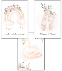 Lemmami Papeterie 3er Set Wandbilder Kinderzimmer Babyzimmer Poster DIN A4 - Bild 1 von 6
