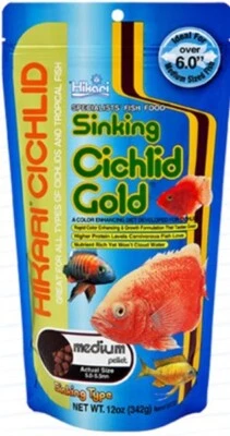 Hikari Cichlid Gold Sinking Pellet Medium (12 oz) for Fish Tank Aquarium Food