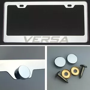 Marco de placa de matrícula de acero inoxidable grabado con láser Versa cromado tapa de tornillo - Imagen 1 de 12
