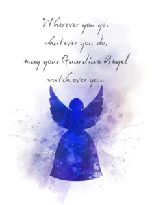 Guardian Angel ART PRINT, May your guardian Angel watch over you Wall Art Gift - Picture 1 of 2