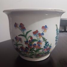 Chinese Famille Rose Porcelain Colored Birds & Flowers Design Flowerpot Pot