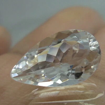 3.8 Carat 14.8x8.8 MM Natural Color Lase Faceted Aquamarine Beryl Pear Cut Shape - Image 1 of 4