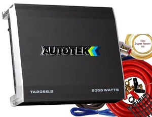 Autotek TA-2055.2 TA Series 2000-Watt Max 2-Ch Class AB Car Amplifier + Amp Kit - Picture 1 of 7