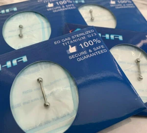 1pc Pre-Sterile Straight Barbell Tongue, Tragus, Nipple Ring Solid G23 Titanium - Picture 1 of 4