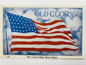Vintage Antique Postcard The Colors That Won't Run Flag Day Old Glory Patriotic - Imagen 1 de 2