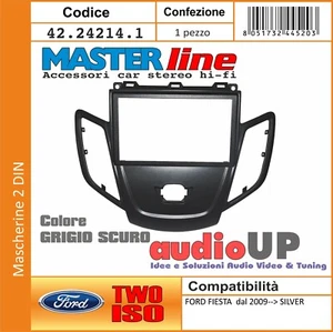 MASCHERINA RADIO 2 DIN FORD FIESTA 2009 IN POI ADATTATORE DUE DIN GRIGIO SCURO - Foto 1 di 3