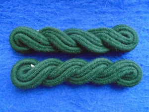 PAIR BRITISH MILITARY OFFICERS GREEN TWIST SHOULDER CORDS, SHOULDER BOARDS - Picture 1 of 2