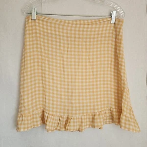 Gelber Gingham Rüschen Minirock von Aubrey Gr. L Cottagecore Frühling Preppy - Bild 1 von 11