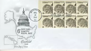 US FDC 1967 #1284b First Class Postage FDR Booklet Block ArtMaster Cachet 6¢ - Picture 1 of 1
