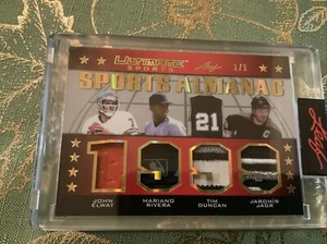True 1/1 Quad Patches Mariano Rivera Logoman Tim Duncan/jaromir Jagr/john Elway - Picture 1 of 2