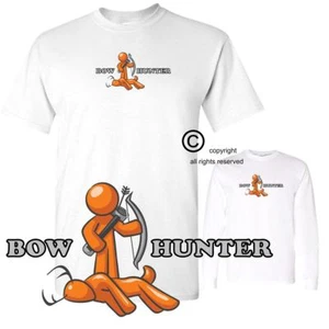 Camiseta blanca Bow Hunter ciervos caza hombre naranja personaje gráfico S-3X - Imagen 1 de 2
