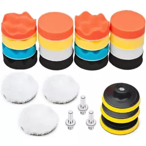25 Pack 3" Polishing Pads, Sponge Buff Pads Set Kit with M10 Drill Adapter - Picture 1 of 7