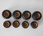 8 Lego Technic Car Wheels Balloon Tires 55976 56145 61481 Pearl Gold Bulk Parts