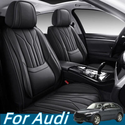 Fundas de asiento de auto de cuero sintético cobertura completa de 5 asientos para Audi Q2 Q3 Q4 Q5 Q6 Q7 Q8 Foto 1 de 4