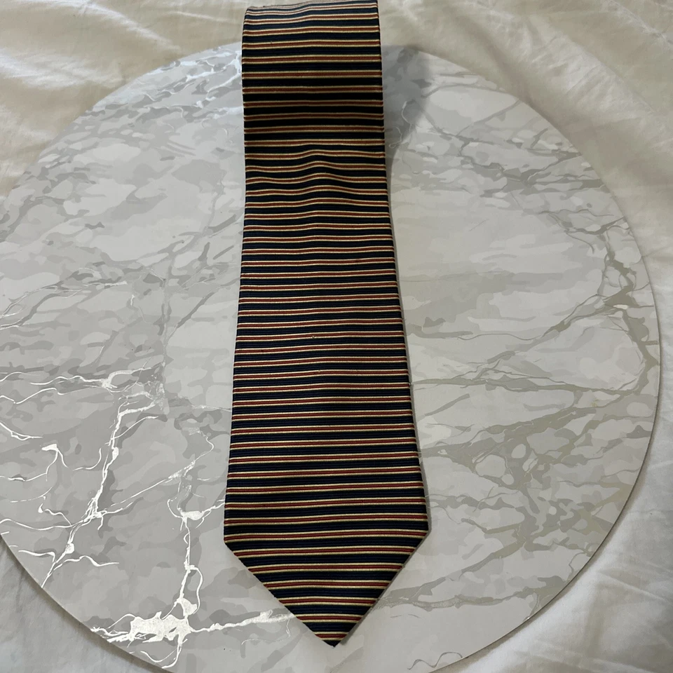 Corbata para hombre CLAYBROOKE 100 % seda a rayas azul rojo amarillo negocios iglesia Foto 1 de 4